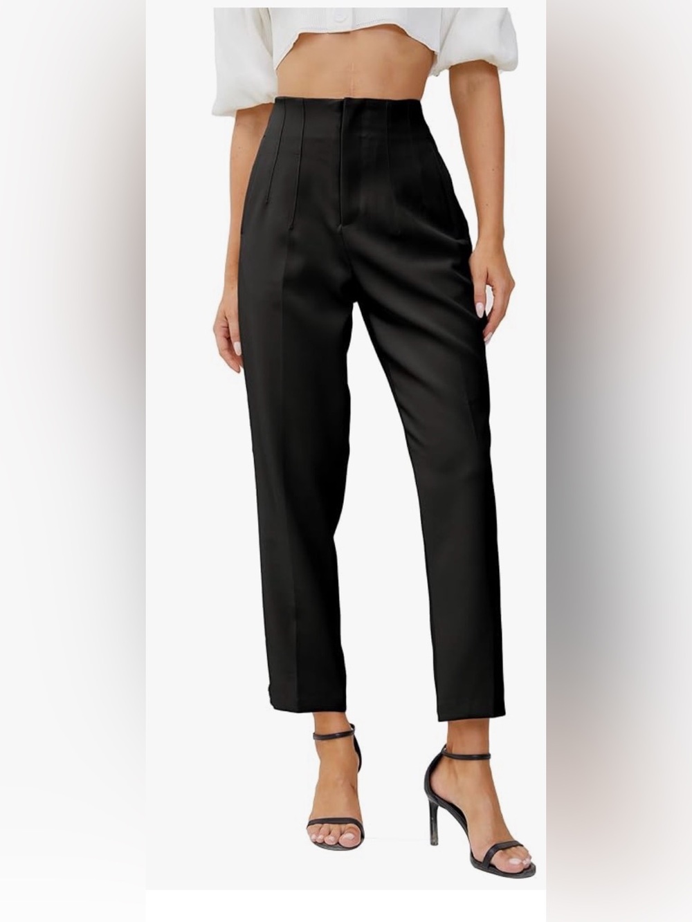 Women's High Waisted Business Trousers Straight Leg Pleated Pants | new